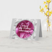 30周年結婚記念カード、パール＆ピンクの花 カード (黄色い花)