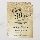 30周年結婚記念日のゴールド 招待状 (正面/裏面)