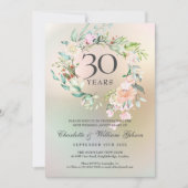 30周年結婚記念日のバラの花束のカード 招待状 (正面)