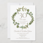 30周年結婚記念日のパールグリーンガーランド 招待状 (正面)