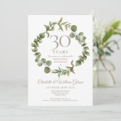 30周年結婚記念日のパールグリーンガーランド 招待状 (スタンド正面)