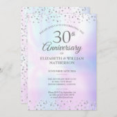 30周年結婚記念日のパールハーツのコンフェッティ 招待状 (正面/裏面)