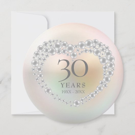 30周年結婚記念日のパール円形招待状 (正面)