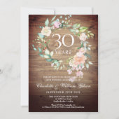 30周年結婚記念日のラスティックローズグリーン 招待状 (正面)