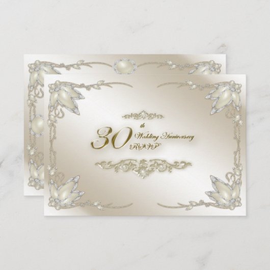30周年結婚記念日の出欠確認 出欠カード (正面/裏面)