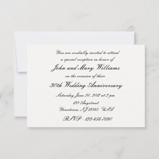 30周年結婚記念日の出欠確認 出欠カード (裏面)