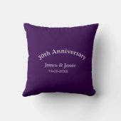 30周年結婚記念日の名前と日付のパープルシンプル クッション (裏面)
