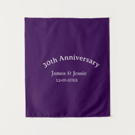 30周年結婚記念日の名前と日付のパープルシンプル タペストリー