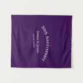 30周年結婚記念日の名前と日付のパープルシンプル タペストリー (正面(横))