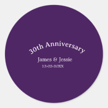 30周年結婚記念日の名前と日付の紫のシンプル