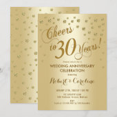 30周年結婚記念日の招待状（ゴールド） 招待状 (正面/裏面)