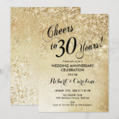 30周年結婚記念日の金 招待状 (正面/裏面)