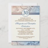 30周年結婚記念日の青いエレガントな招待状 招待状 (裏面)