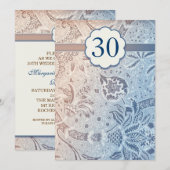 30周年結婚記念日の青いエレガントな招待状 招待状 (正面/裏面)