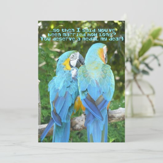 30周年結婚記念日パーティー/青いパラロットのユーモア 招待状 (スタンド正面)