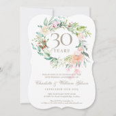 30周年結婚記念日パールローズフラワーデザイン 招待状 (正面)