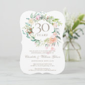 30周年結婚記念日パールローズフラワーデザイン 招待状 (スタンド正面)