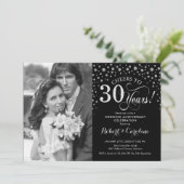 30周年結婚記念日写真 - シルバー ブラック 招待状 (スタンド正面)