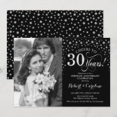 30周年結婚記念日写真 - シルバー ブラック 招待状 (正面/裏面)
