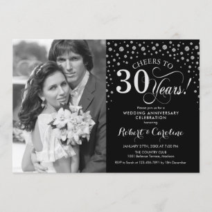 30周年結婚記念日写真 - シルバー ブラック 招待状