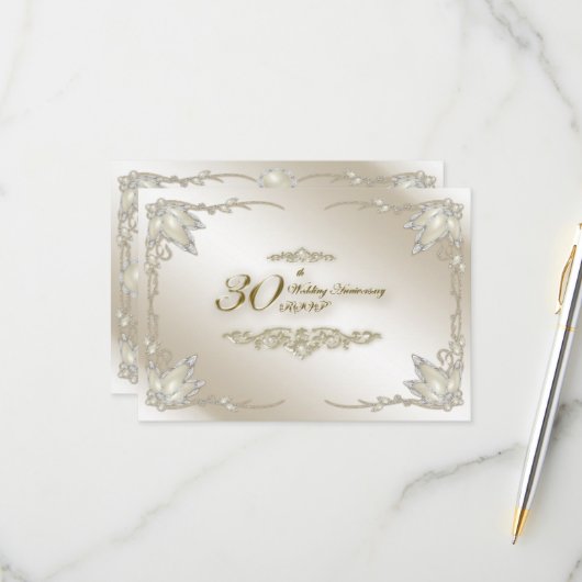 30周年結婚記念日出欠確認 出欠カード (正面/裏面インサイチュ)