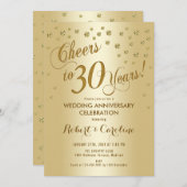 30周年結婚記念日招待状（ゴールド） 招待状 (正面/裏面)