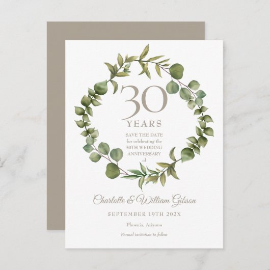 30周年結婚記念日緑を保存 案内ポストカード (正面/裏面)