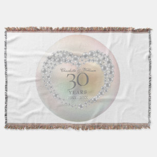 30周年結婚記念日 おしゃれなパールハート スローブランケット