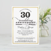 30周年結婚記念日 クラシックでスタイリッシュなゴールド ブラック 招待状 (スタンド正面)