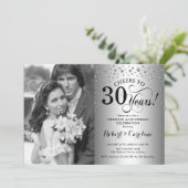 30周年結婚記念日 フォト付き - シルバー 招待状 (スタンド正面)