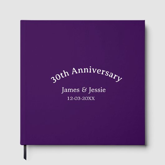 30周年結婚記念日 名前 日付 紫 シンプル ゲストブック (正面)