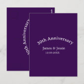 30周年結婚記念日 名前 日付 紫 シンプル ポストカード (正面/裏面)