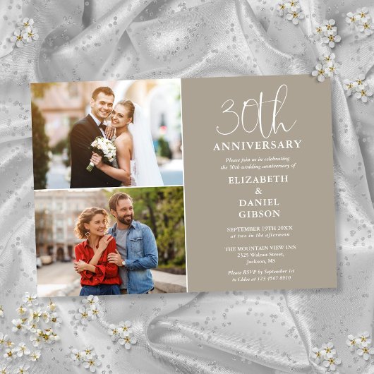 30周年結婚記念日　過去と現在　2枚の写真 招待状