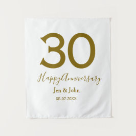 30周年記念おめでとう名前日付ゴールド太字レター タペストリー