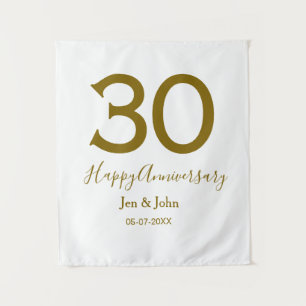 30周年記念おめでとう名前日付ゴールド太字レター タペストリー