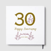 30周年記念おめでとう name 日付 ゴールド 赤い葉 ゲストブック (裏面)