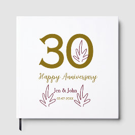 30周年記念おめでとう name 日付 ゴールド 赤い葉 ゲストブック