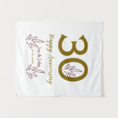 30周年記念おめでとう name 日付 ゴールド 赤い葉 タペストリー (正面(横))