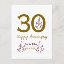 30周年記念おめでとう name 日付 ゴールド 赤い葉