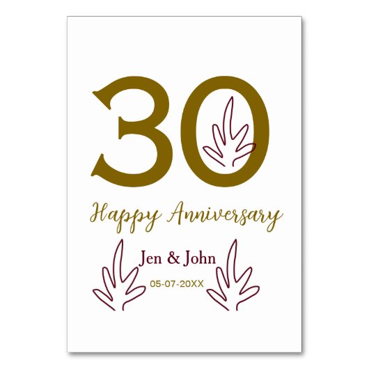 30周年記念おめでとう name date 黄金の紅葉 テーブルナンバー (正面)