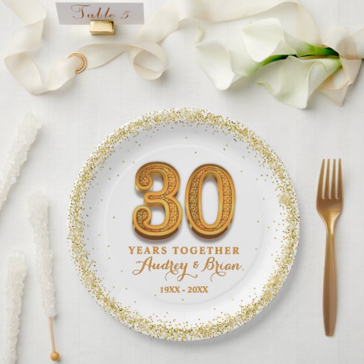 30周年記念のオーダーメイド ペーパープレート (ウェディング)