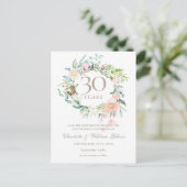 30周年記念のバラのガーランド Save the Date ポストカード (スタンド正面)
