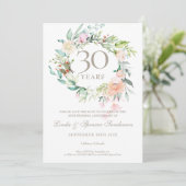 30周年記念のバラの花のデザインの結婚記念日 Save the Date 招待状 (スタンド正面)