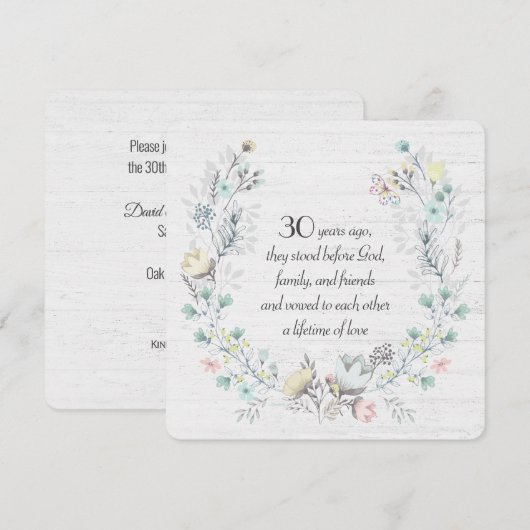 30周年記念の木製リース 招待状 (正面/裏面)