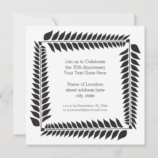 30周年記念の結婚式またはビジネスパーティーの招待状 招待状 (裏面)