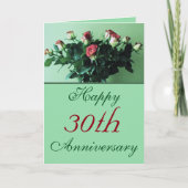 30周年記念の美しいバラの花束の写真 カード (正面)