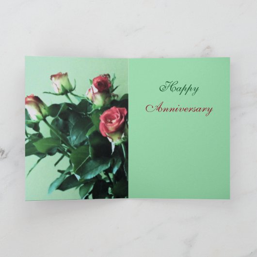 30周年記念の美しいバラの花束の写真 カード (内部)
