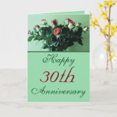 30周年記念の美しいバラの花束の写真 カード (黄色い花)