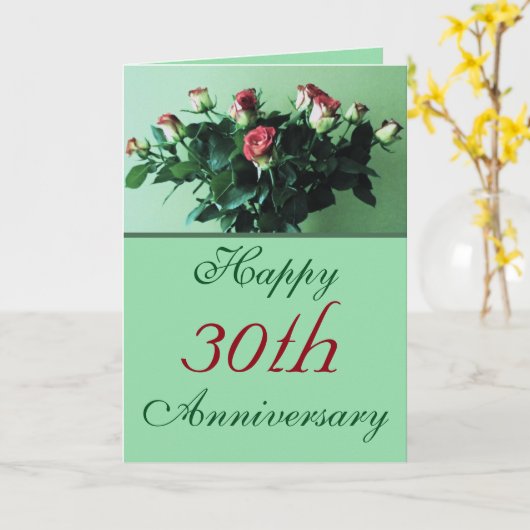 30周年記念の美しいバラの花束の写真 カード (黄色い花)