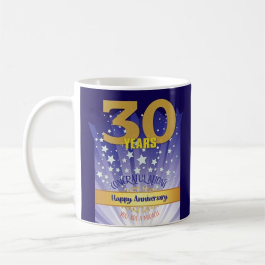 30周年記念カスタムリカバリー記念日ボールド数字 コーヒーマグカップ (左)